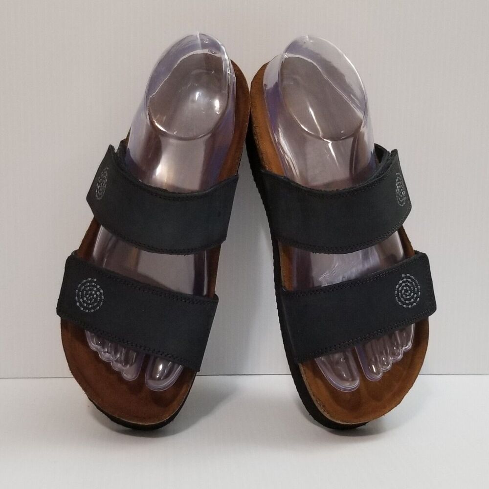 Naot Navy Double Strap Slide Sandals Wedge Womens Size 6 Slip On EUC